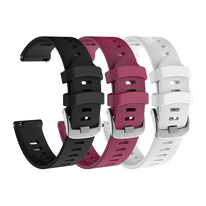 Garmin Forerunner 245 GPS Running Smartwatch with Included  3 Straps Bundle (Slate Grey 010-02120-00, Black/Berry/White)