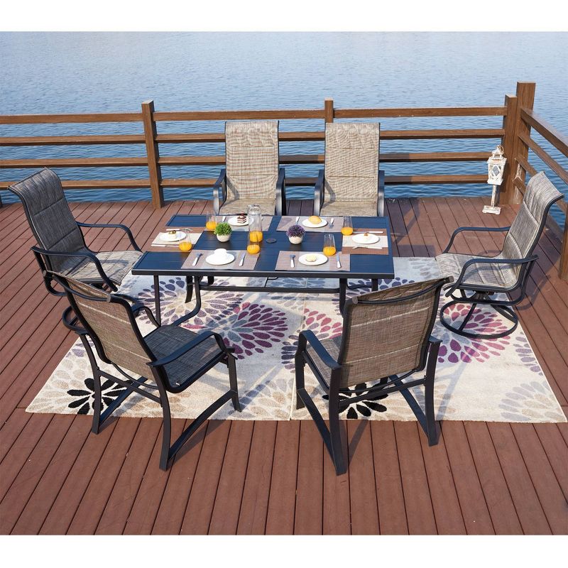 7pc Steel Patio Dining Sets Cream - Lokatse