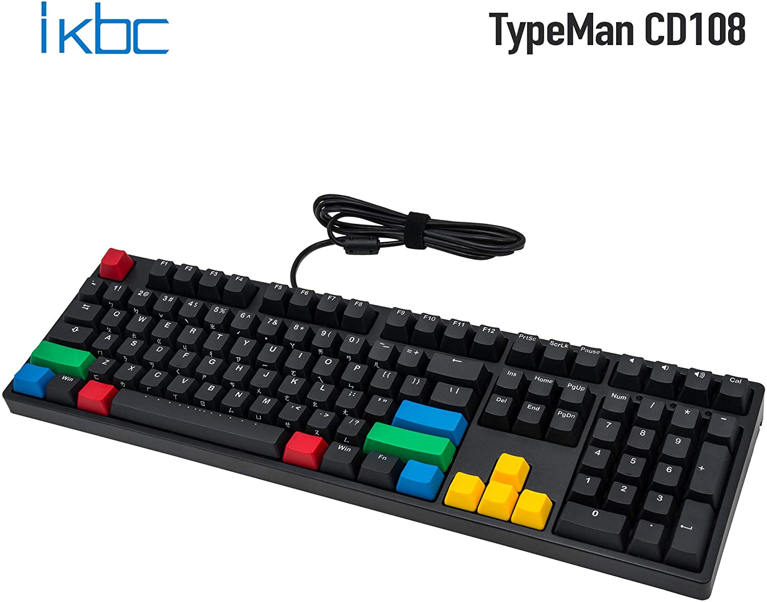 iKBC CD108 v2 Mechanical Keyboard with Cherry MX Clear Switch for Windows and Mac, Full Size Ergonomic Keyboard with PBT Double Shot Keycaps for Desktop and Laptop, 108-Key, Black, ANSI/US