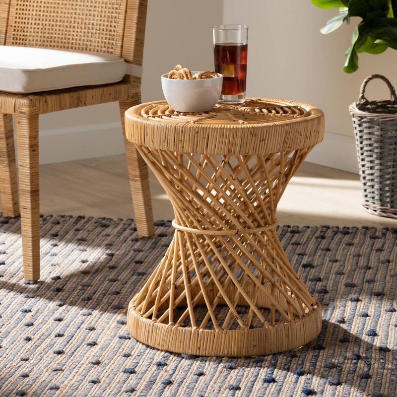 Seville Rattan End Table Natural - Baxton Studio
