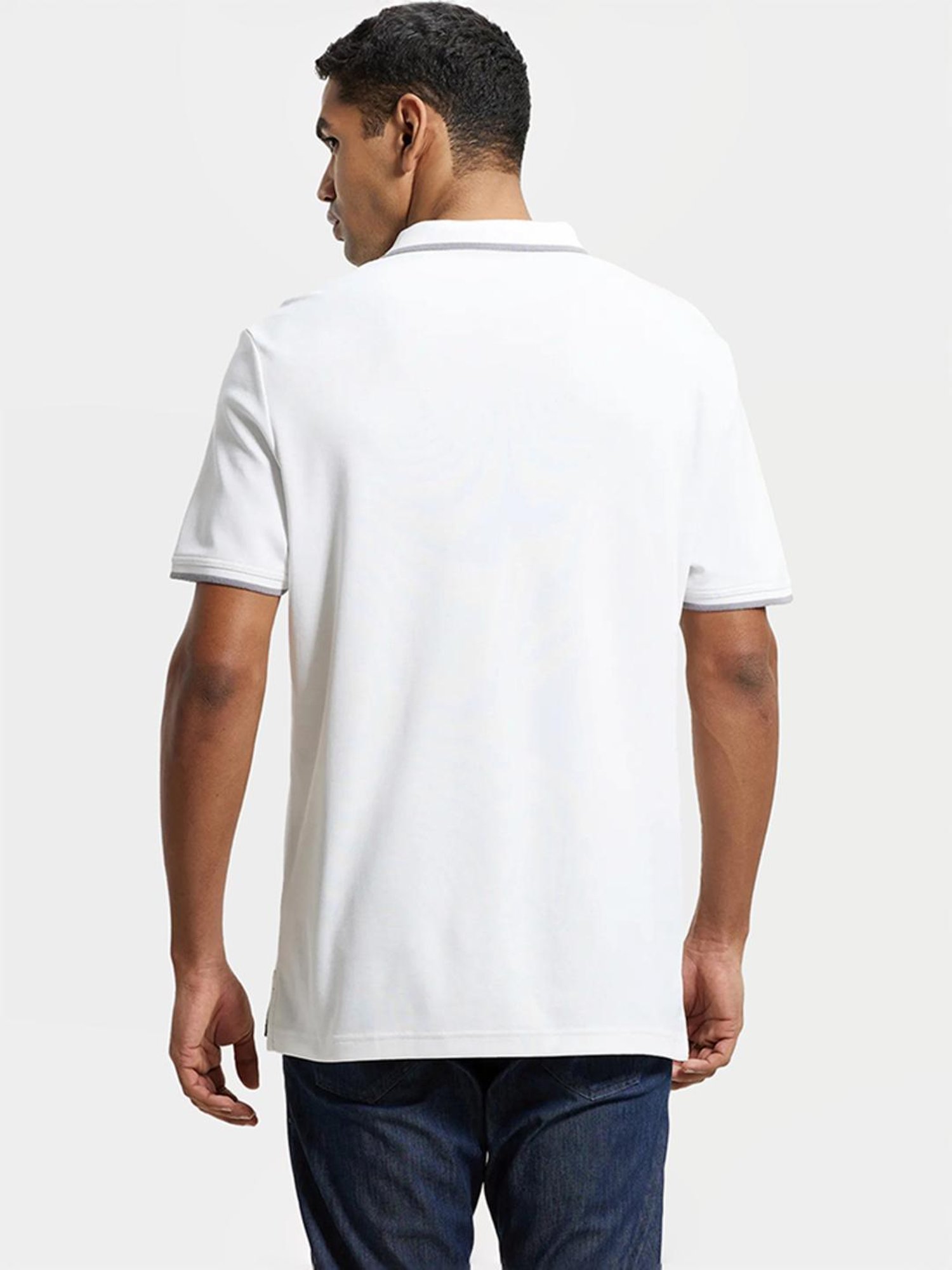 Jockey 3911 White Super Combed Cotton Rich Half Sleeves Polo T-Shirt (Logo Design May Vary)