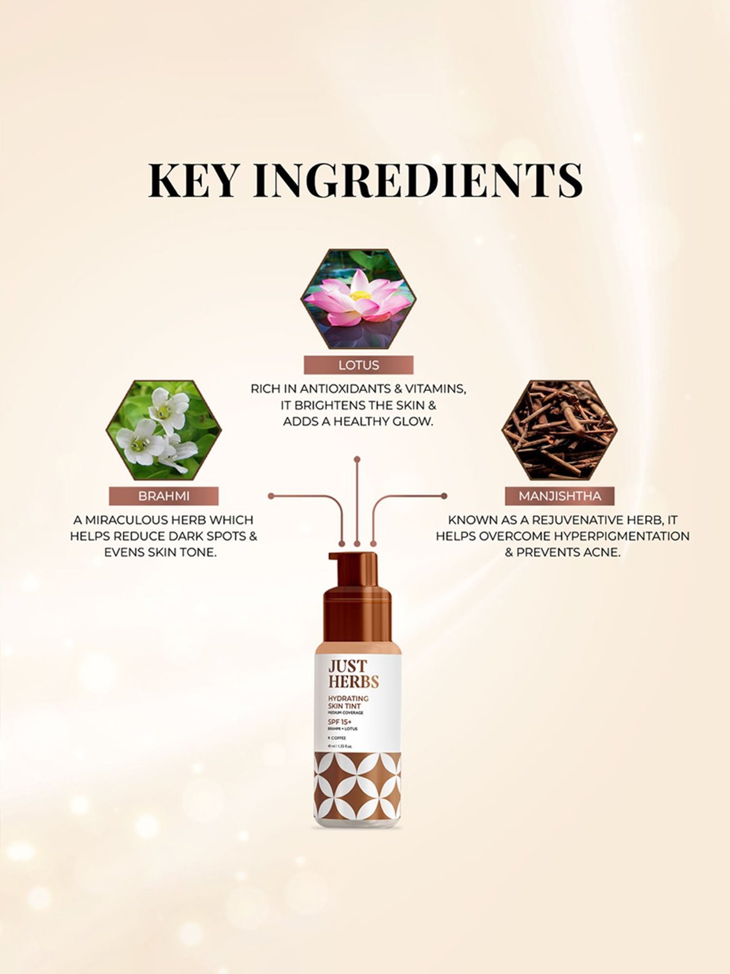 JUST HERBS Hydrating Skin Tint SPF 15+ 9 Coffee - 40 ml