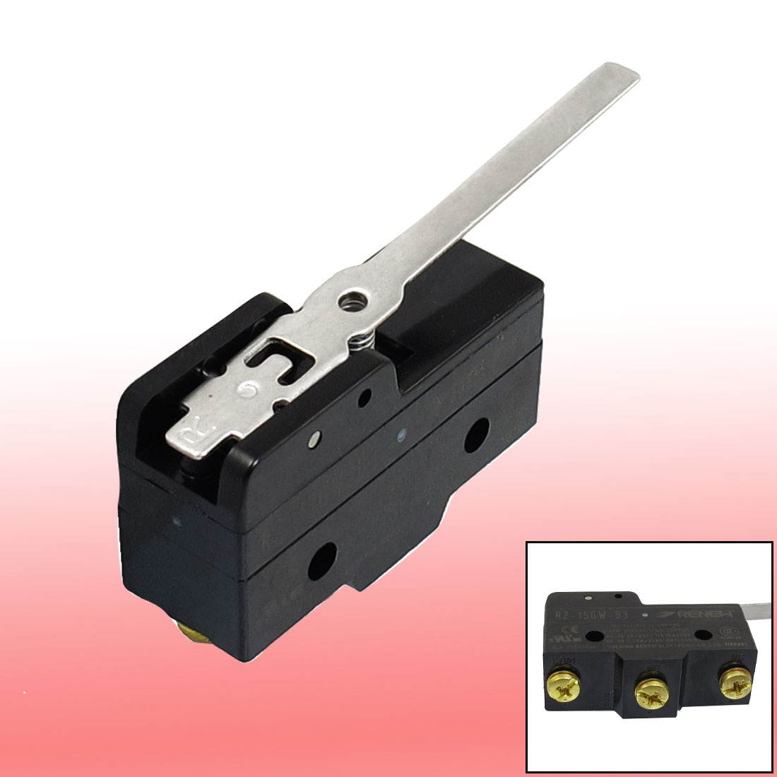 AC 250V 15A 1NO 1NC SPDT Momentary Long Hinge Lever Limit Micro Switch