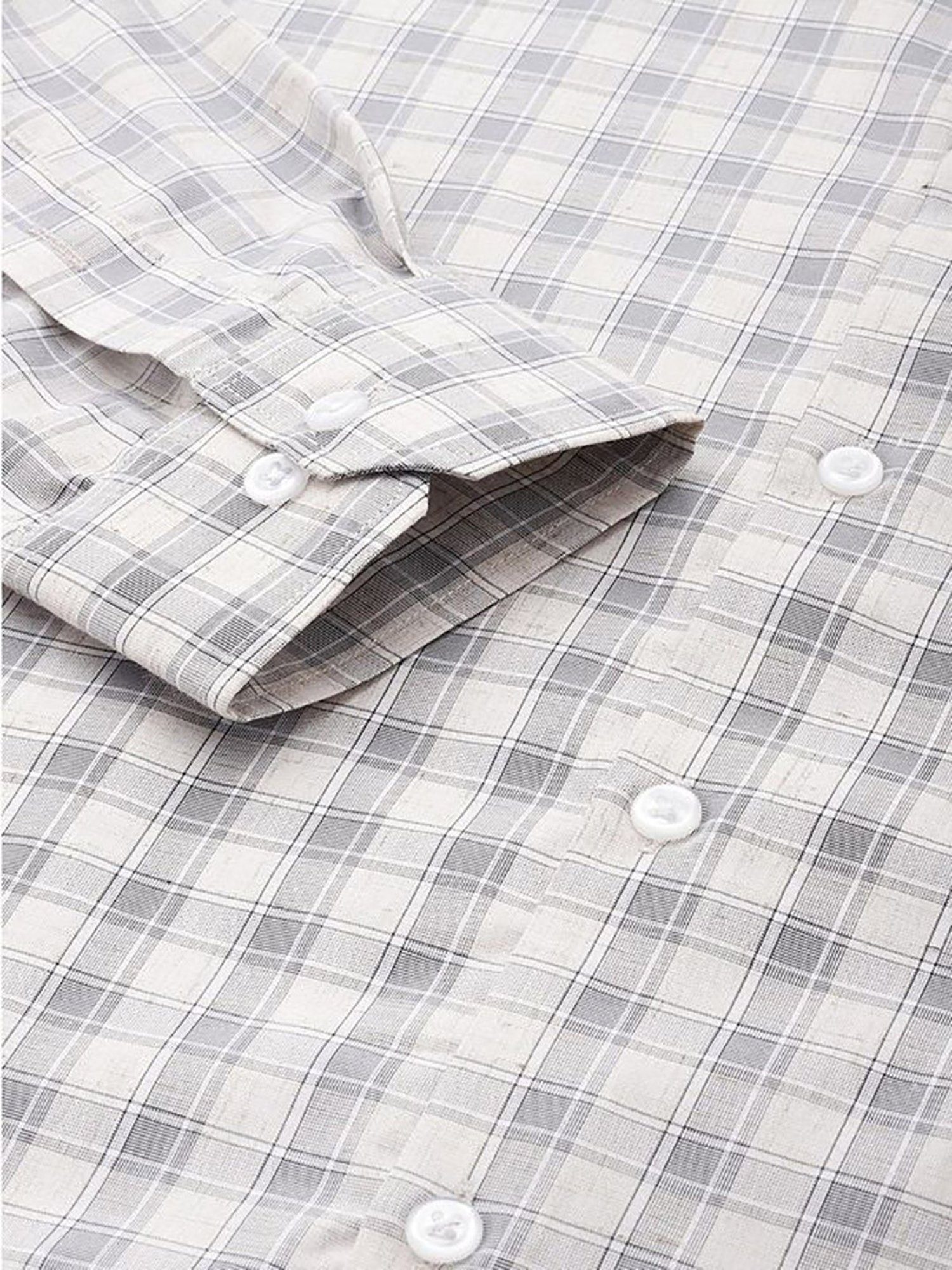 English Navy Beige Slim Fit Checks Shirts