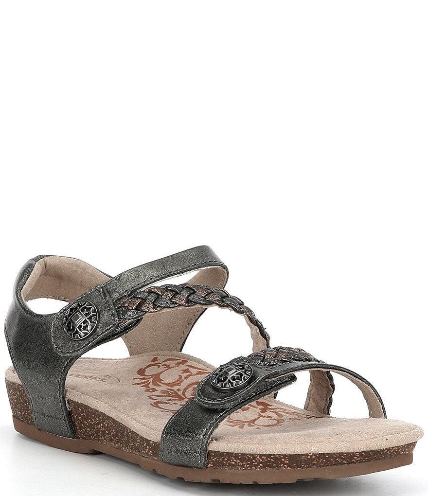 Aetrex Jillian Braided Leather Cork Wedge Sandals