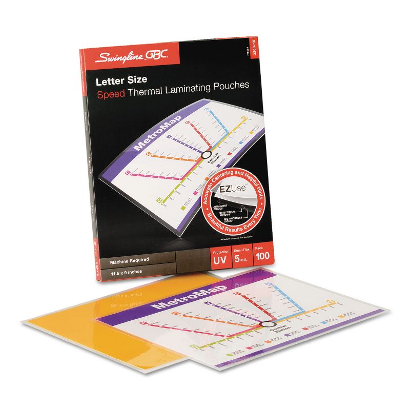 Swingline GBC EZUse Thermal Laminating Pouches 5 mil 11 1/2 x 9 100/Box 3200716