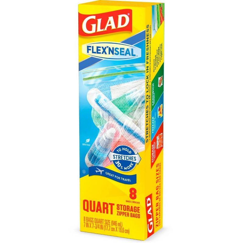 Glad Flex'N Seal Quart Travel Bags - 8ct