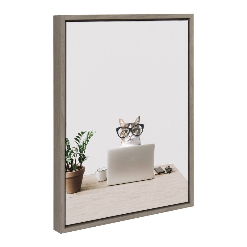 18" x 24" Sylvie I Work in Accounting Framed Canvas by the Creative Bunch Studio Gray - Kate & Laurel All Things Decor