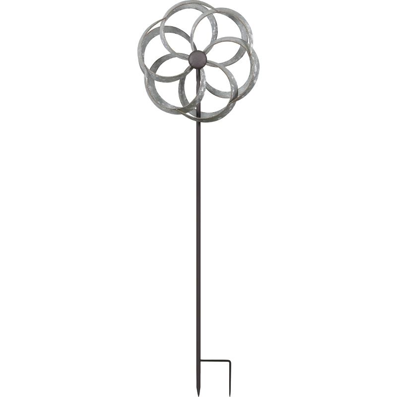 59" Iron Galvanized Windmill Garden Stake Gray - Alpine Corporation