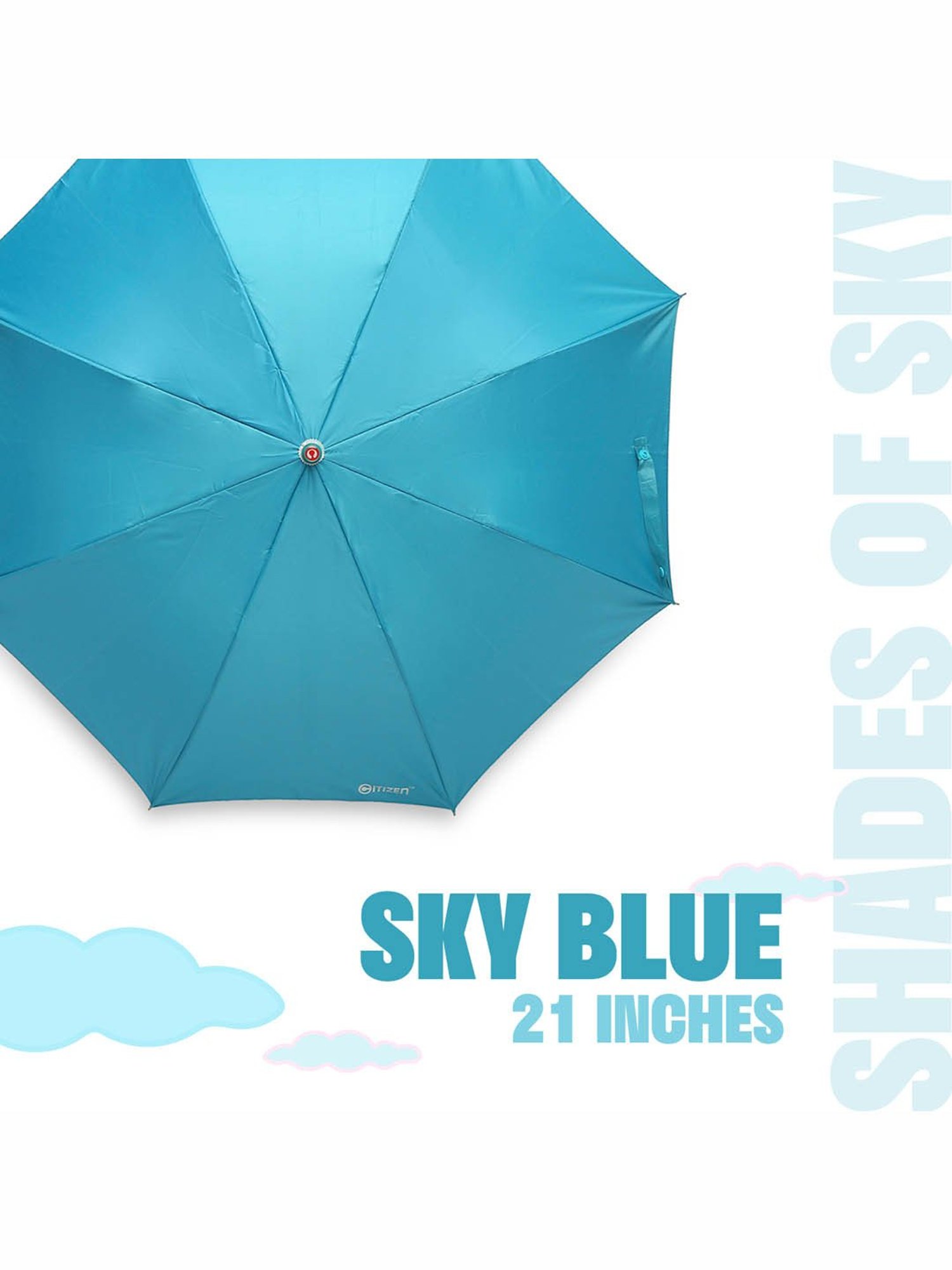Citizen Blue & Silver Solid Free Size Umbrella