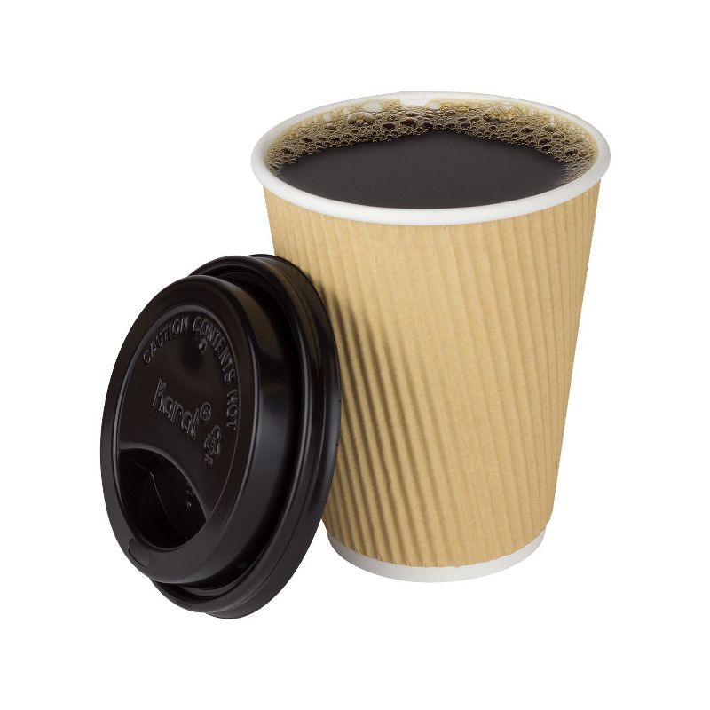 Karat C-K512W 9 Ounce Ripple Grip Sturdy Insulated To Go High Quality Recyclable Paper Hot Cups for Coffee, Tea, and Hot Chocolate, 500, Beige
