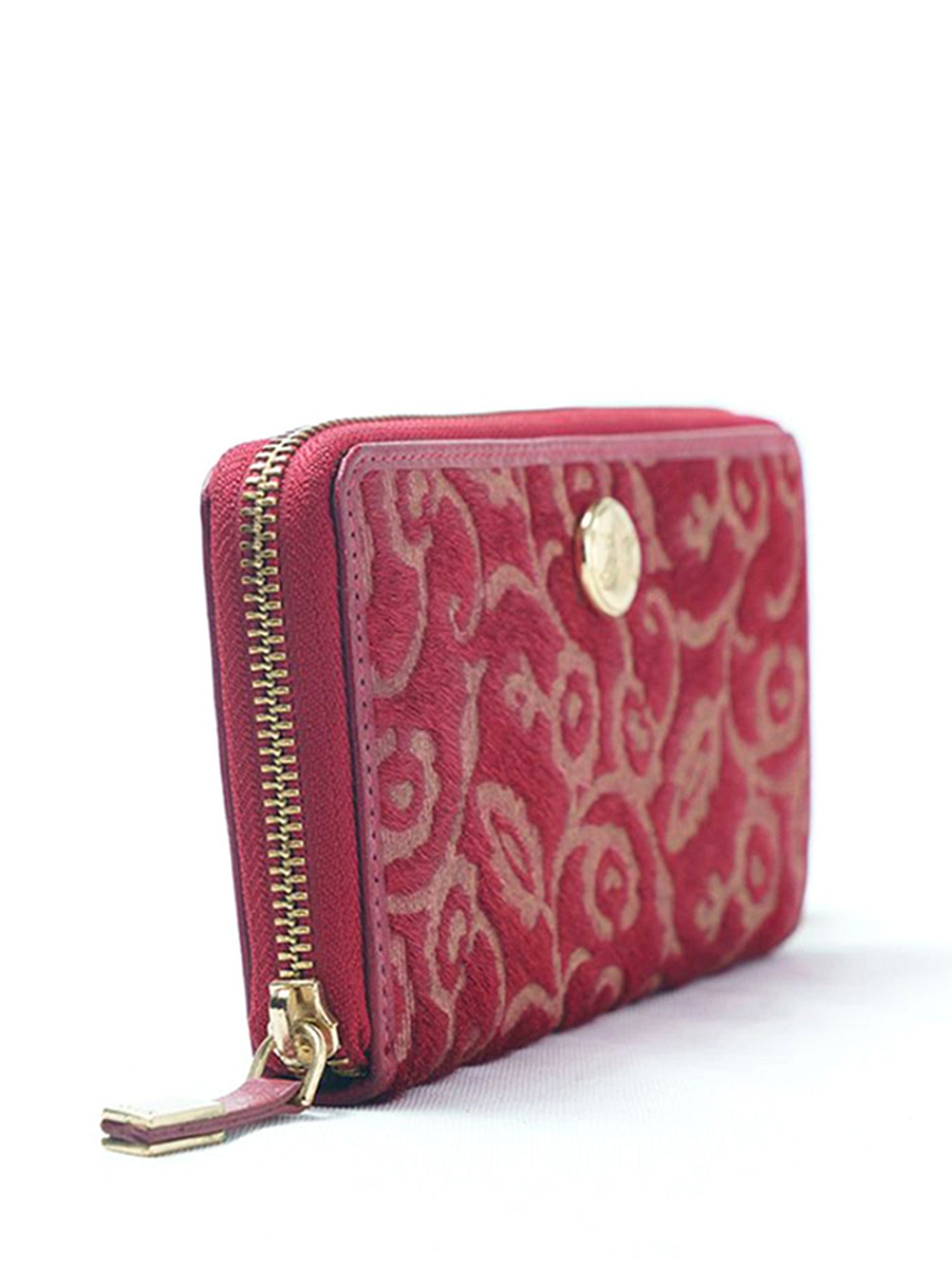 RI2K London Red Leather Textured Zip around Wallet