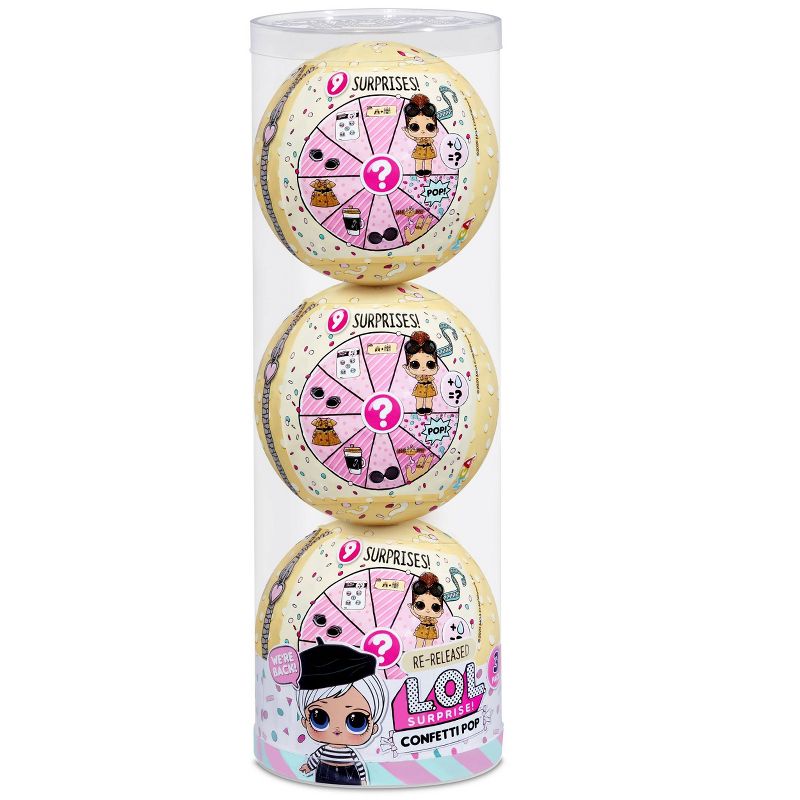 L.O.L. Surprise! Confetti Pop 3pk Beatnik Babe 3 Re-released Dolls each with 9 Surprises