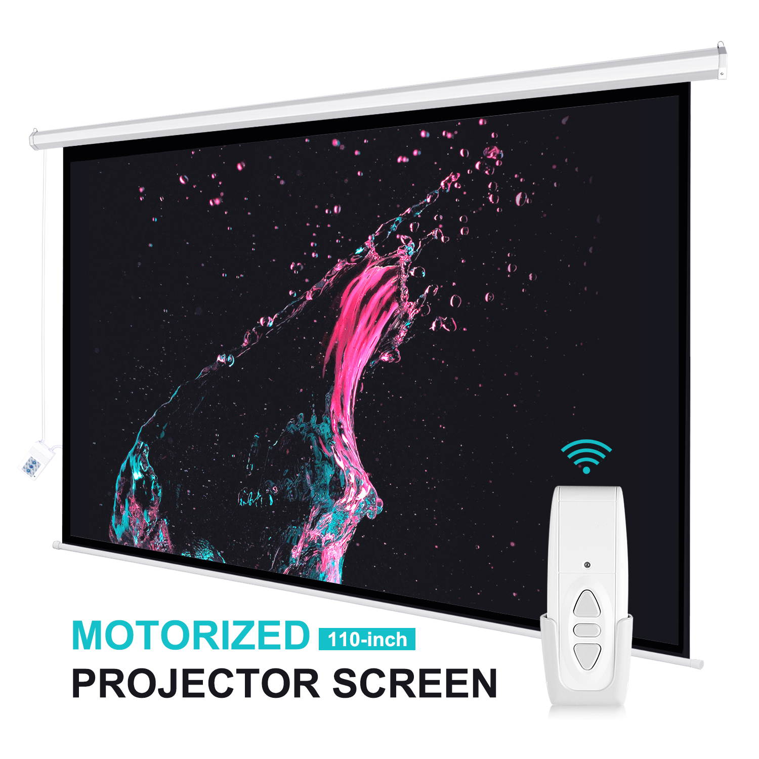 Neewer 110-inch Motorized Projector Screen with Remote Control, Projection Screen 16:9 110-inch Diagonal 8K/4K HD with Metal Housing and Wrinkle-Free 160&deg; Viewing Angle for Home Theater Office
