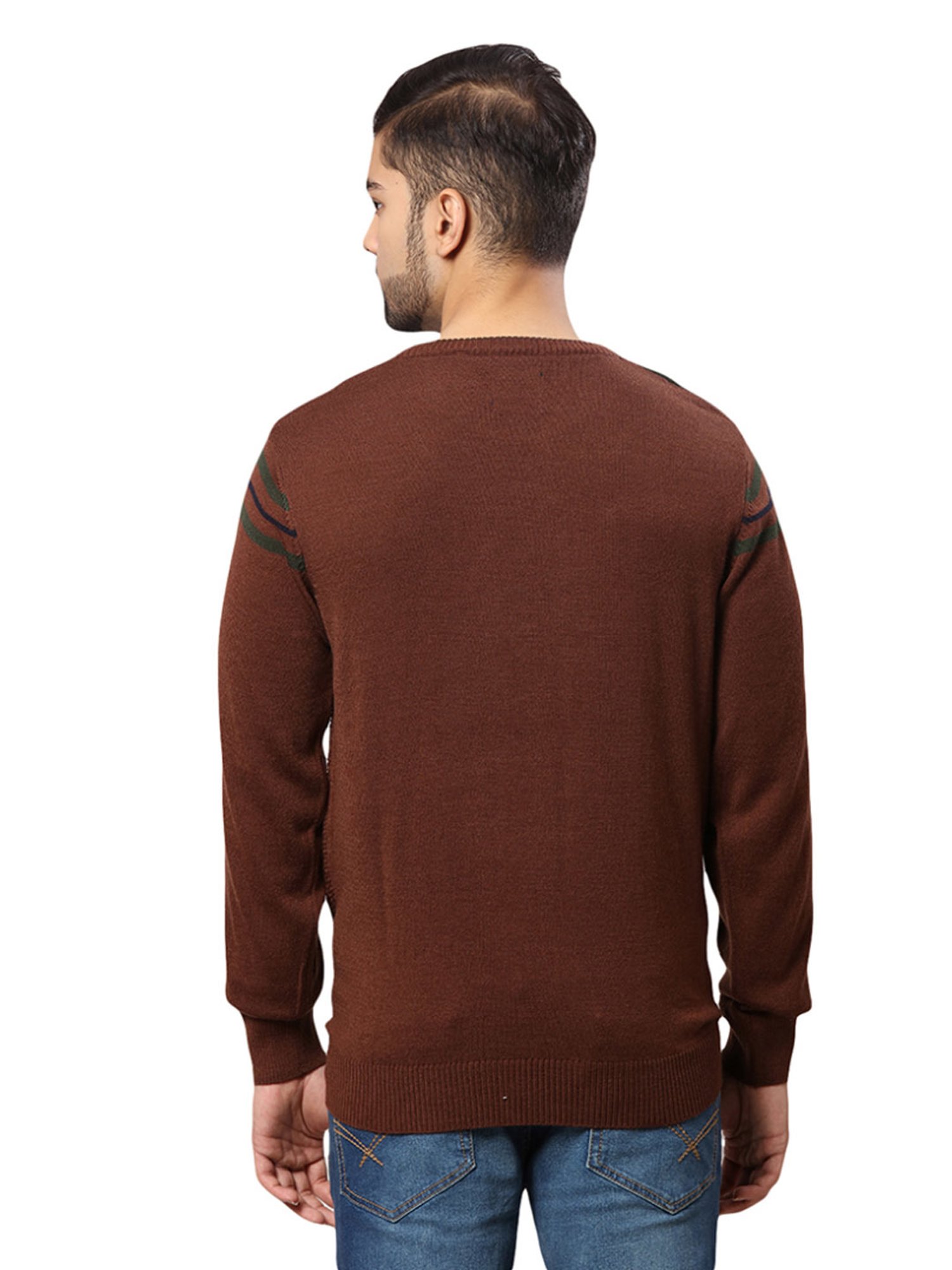 Raymond Brown Regular Fit Striped Sweater