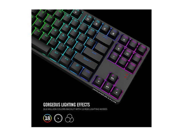 1STPLAYER RGB Gaming Mechanical USB Wired Keyboard DK5.0 Blue Switch Ergonomic 104 Keys NKRO Full Size Customizable Backlight LED Computer Laptop Keyboard for Windows PC Gamers (White)