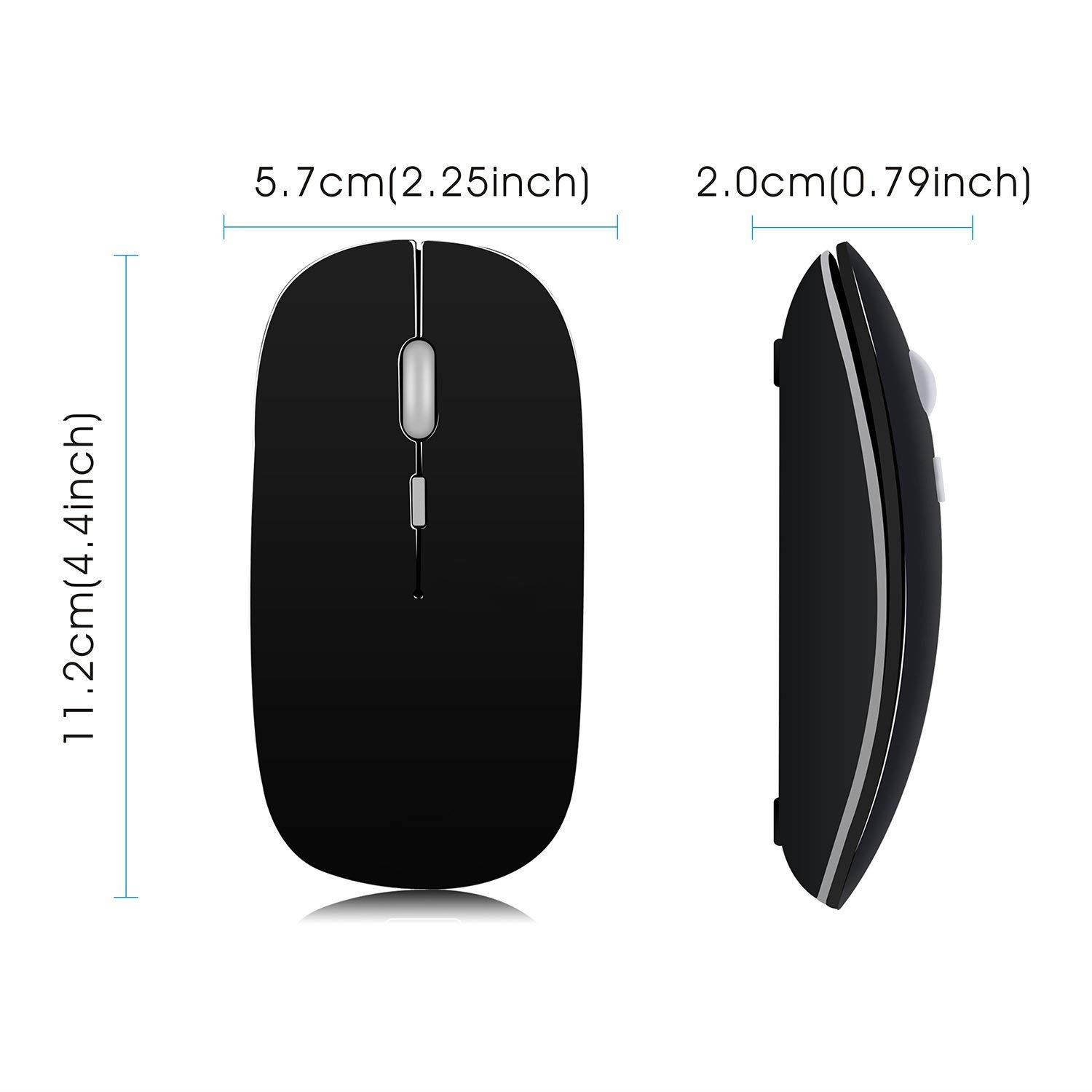 TENMOS T9 Silent Wireless Mouse, 2.4G Ultra Slim Portable Travel Mouse Optical Computer Mice with Nano Receiver Compatible with Notebook, PC, Laptop, Computer (Matte Black)
