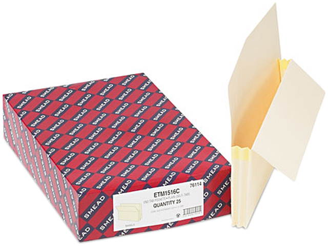 Smead 76114 1 3/4 Inch Expansion End Tab File Pockets, Straight Tab, Legal, Manila, 25/Box