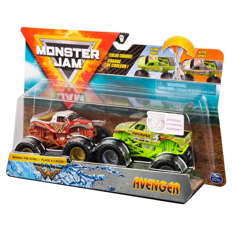Monster Jam 1:64 2 Packs (Reveal The Steel) - Wonder Woman VS Avenger