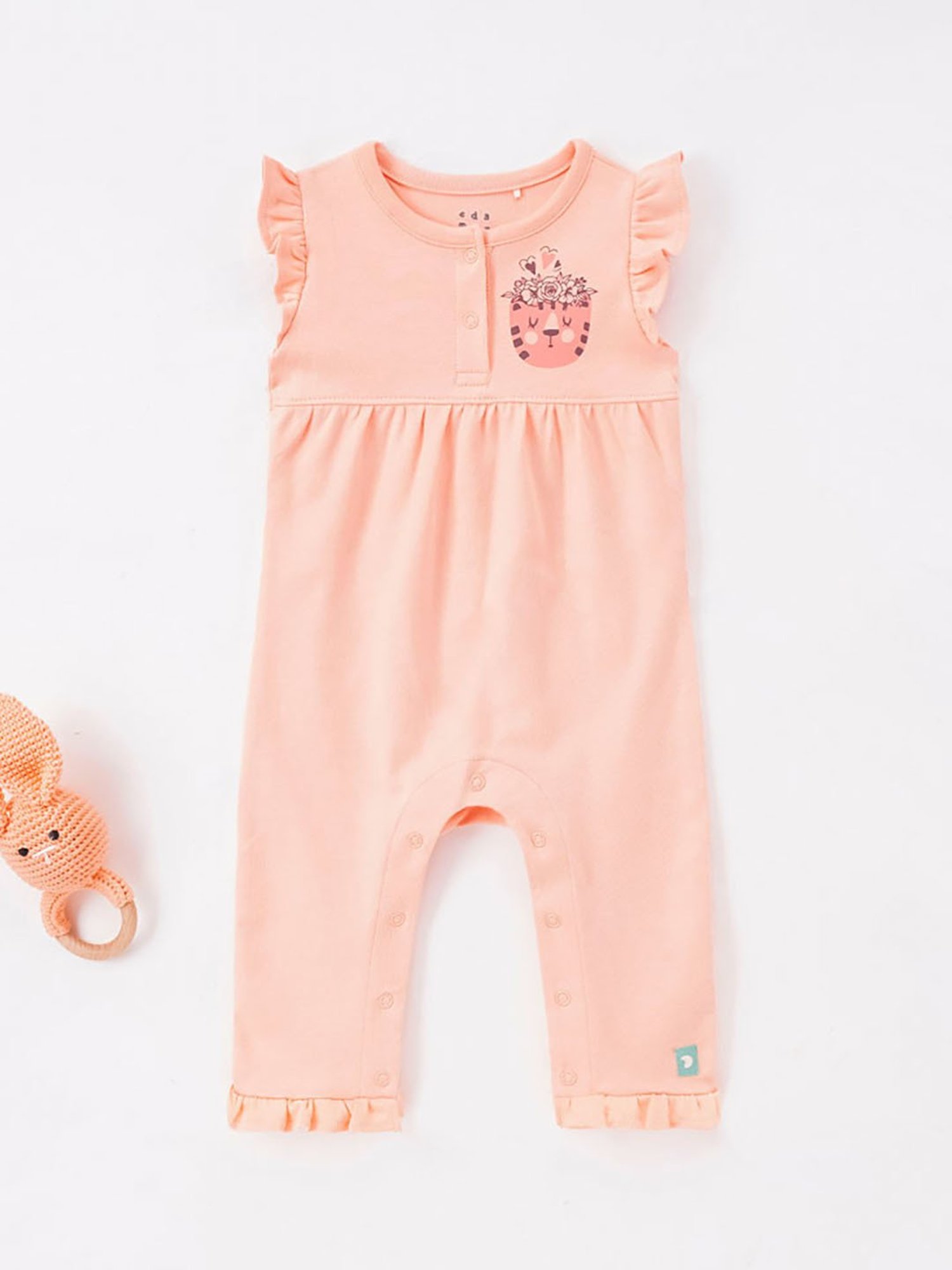Ed-a-Mamma Baby Peach Printed Romper