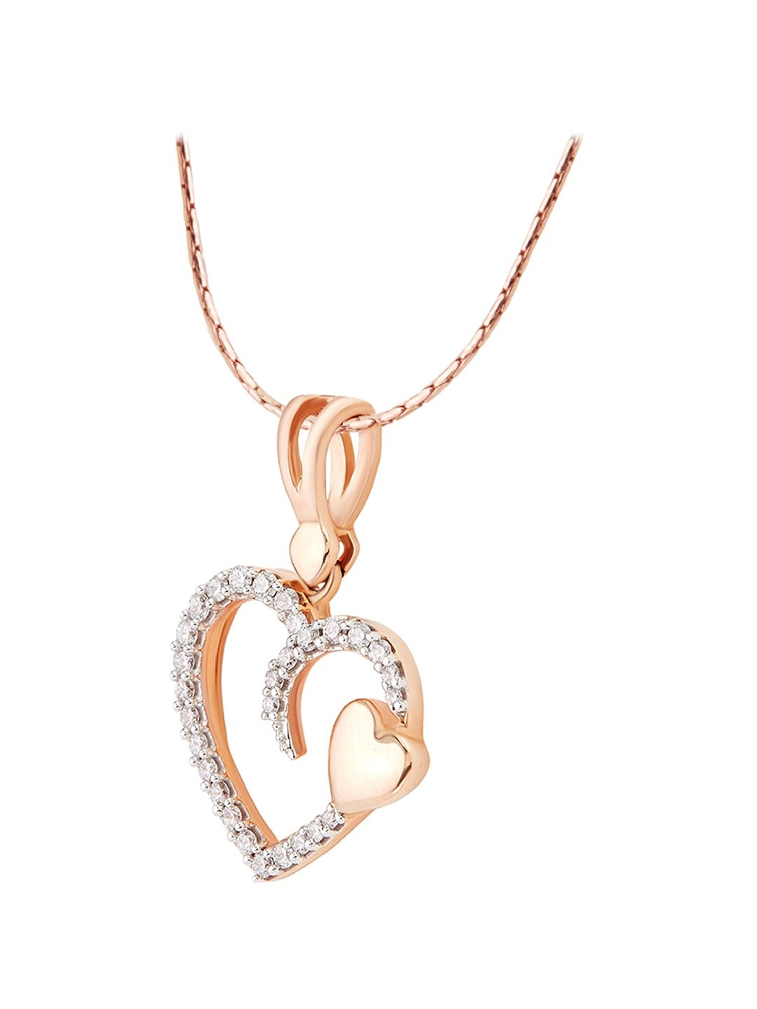 Waman Hari Pethe Jewellers 18k Rose Gold & Diamond Pendant without Chain for Women