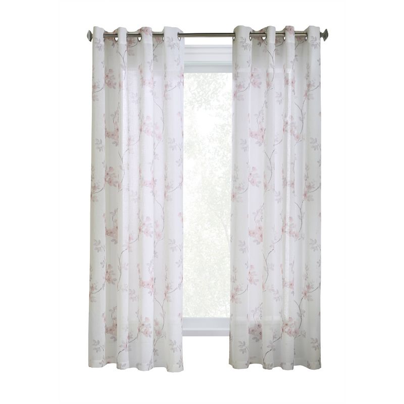 84"x50" Bloom Floral Printed Light Filtering Window Curtain Panel Off White - Habitat