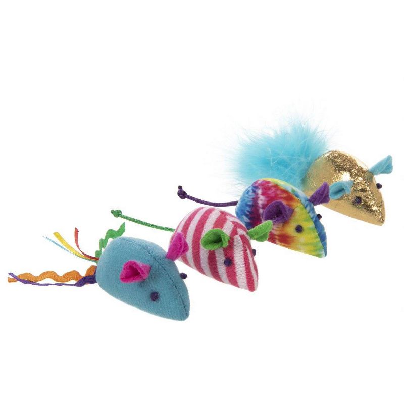 SmartyKat Skitter Mice Pride Plush Catnip Cat Toy - 4pk