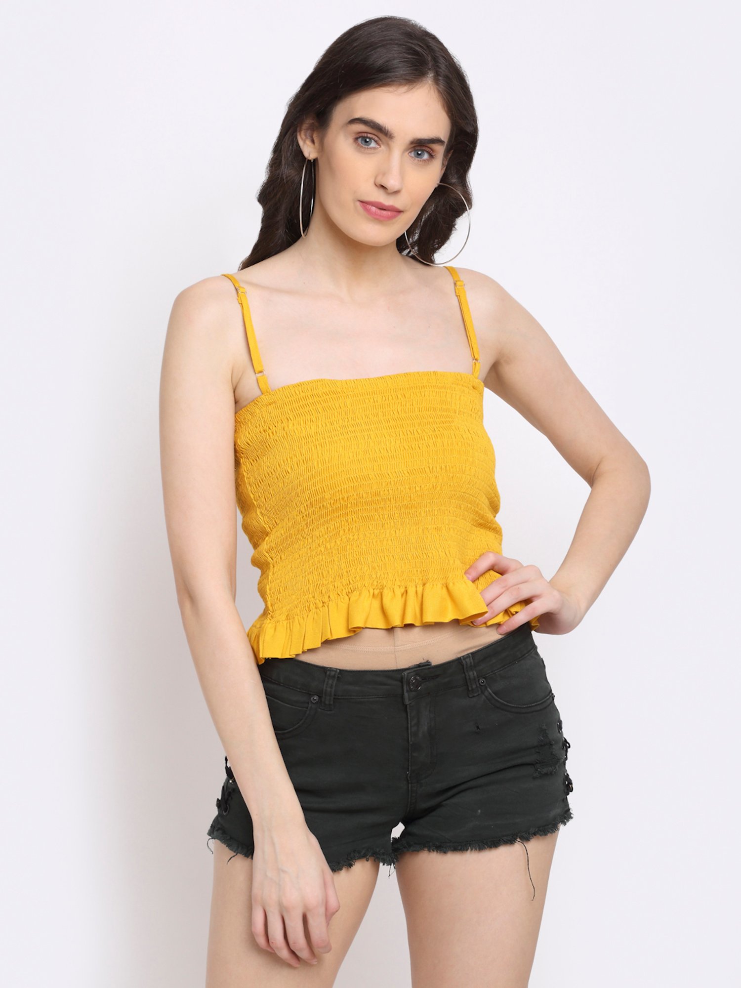 NEUDIS Yellow Square Neck Top