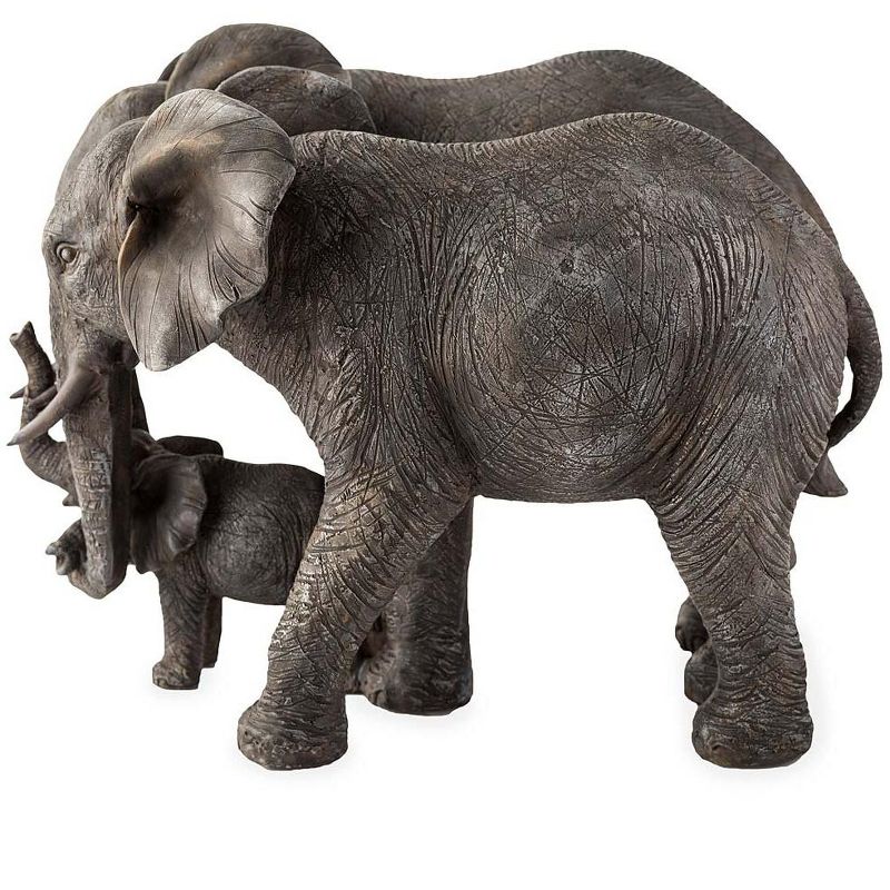 Wind & Weather Mother, Father and Baby African Elephant Family Sculpture