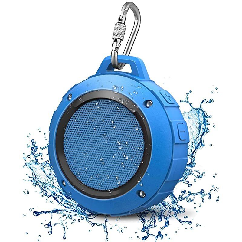 Outdoor Waterproof Bluetooth Speaker Wireless Portable Mini Shower Travel Speaker with Subwoofer Enhanced Bass Built in Mic for Sports Pool Beach Hiking Camping Blue