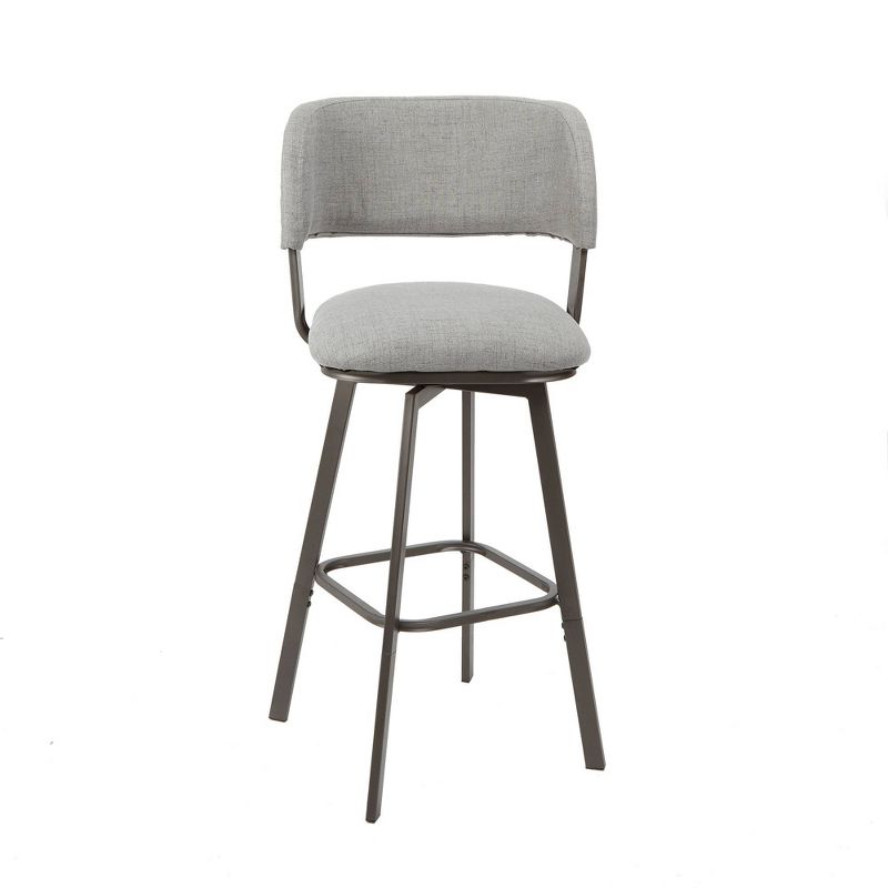 Adler Upholstered Metal Swivel Barstool with Open Curved Back Gray - Silverwood