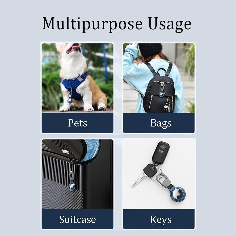 LowGeeker Case for AirTags, Aluminium Alloy Holder for AirTag Keychain Accessories Metal, Blue
