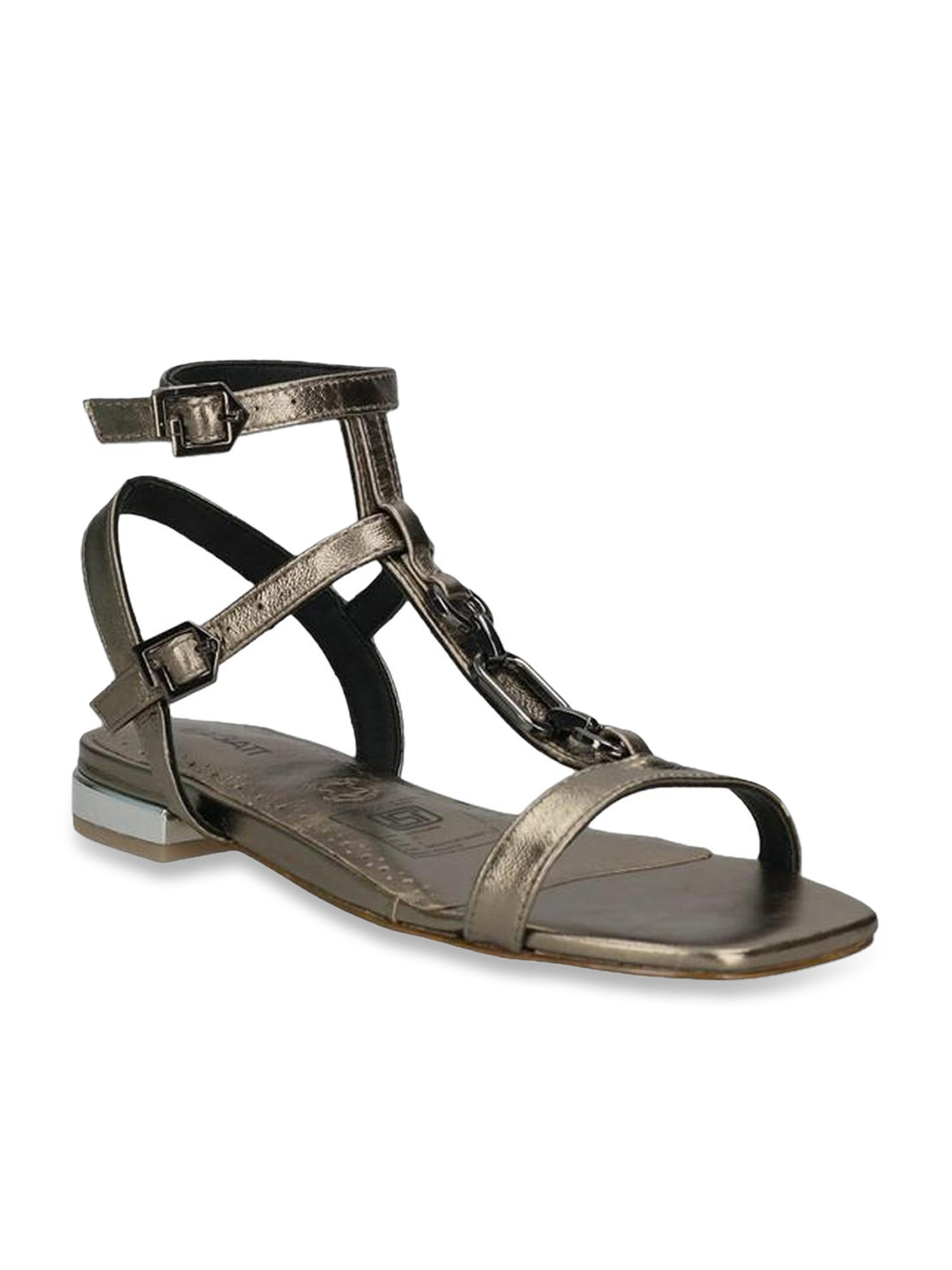 Bagatt Women's Glaze Metallic Ankle Strap Sandals
