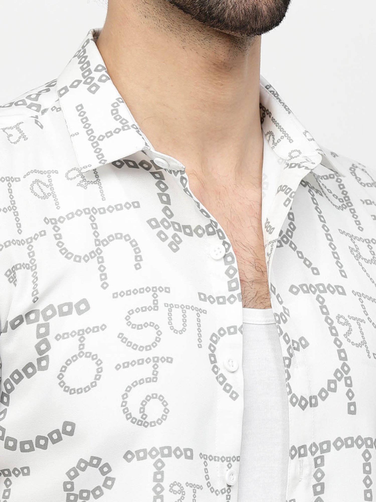 Lela White Regular Fit Printed Shirt