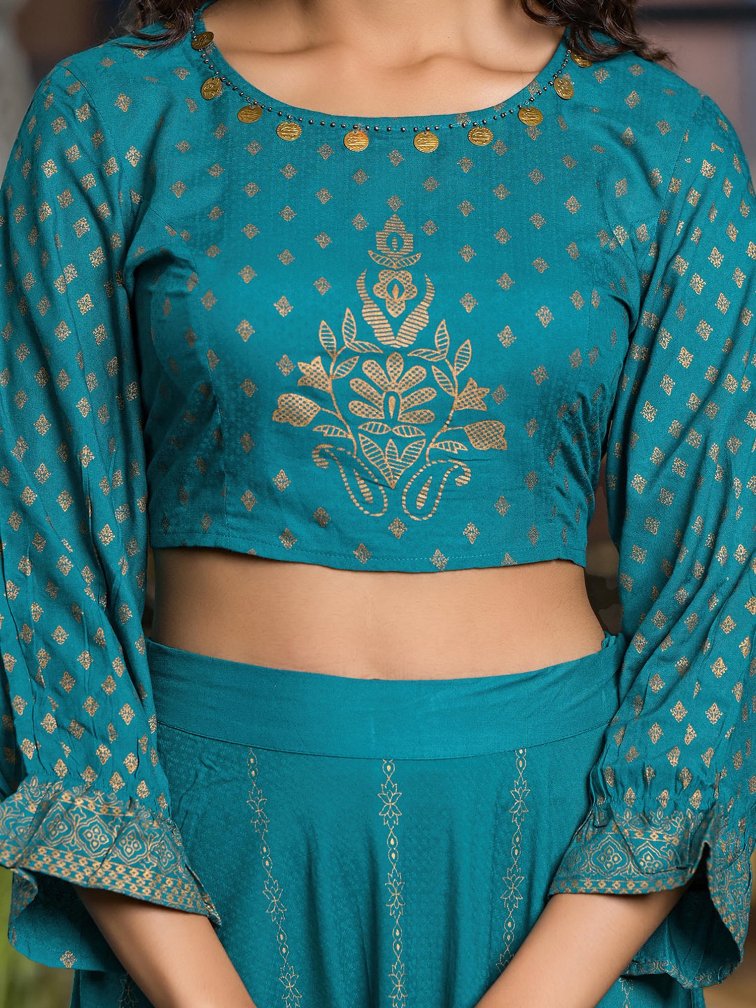 studiorasa Purple Hand Block Print Lehenga Set