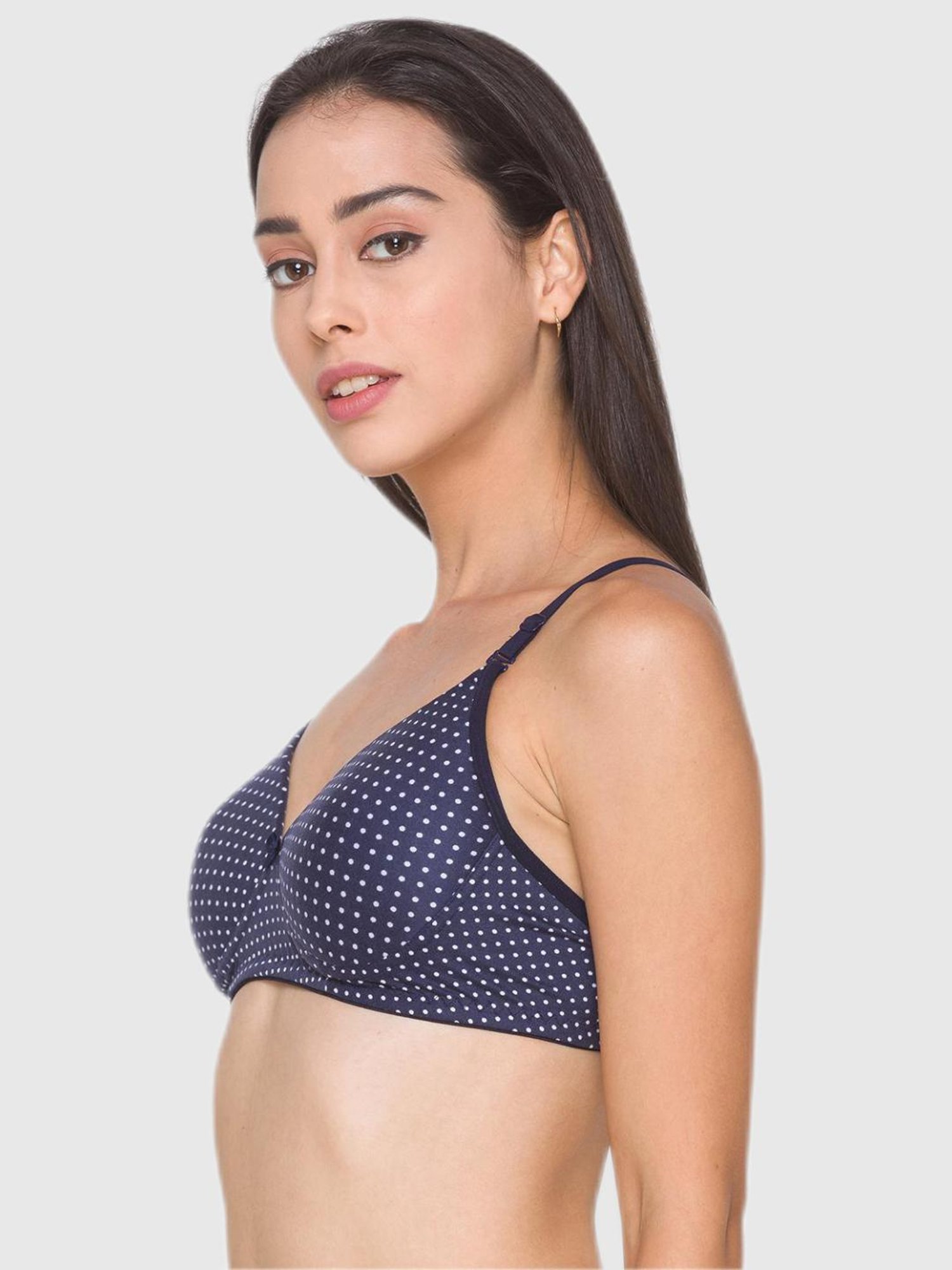Candyskin Navy Blue Polka Dot Print Padded Bra