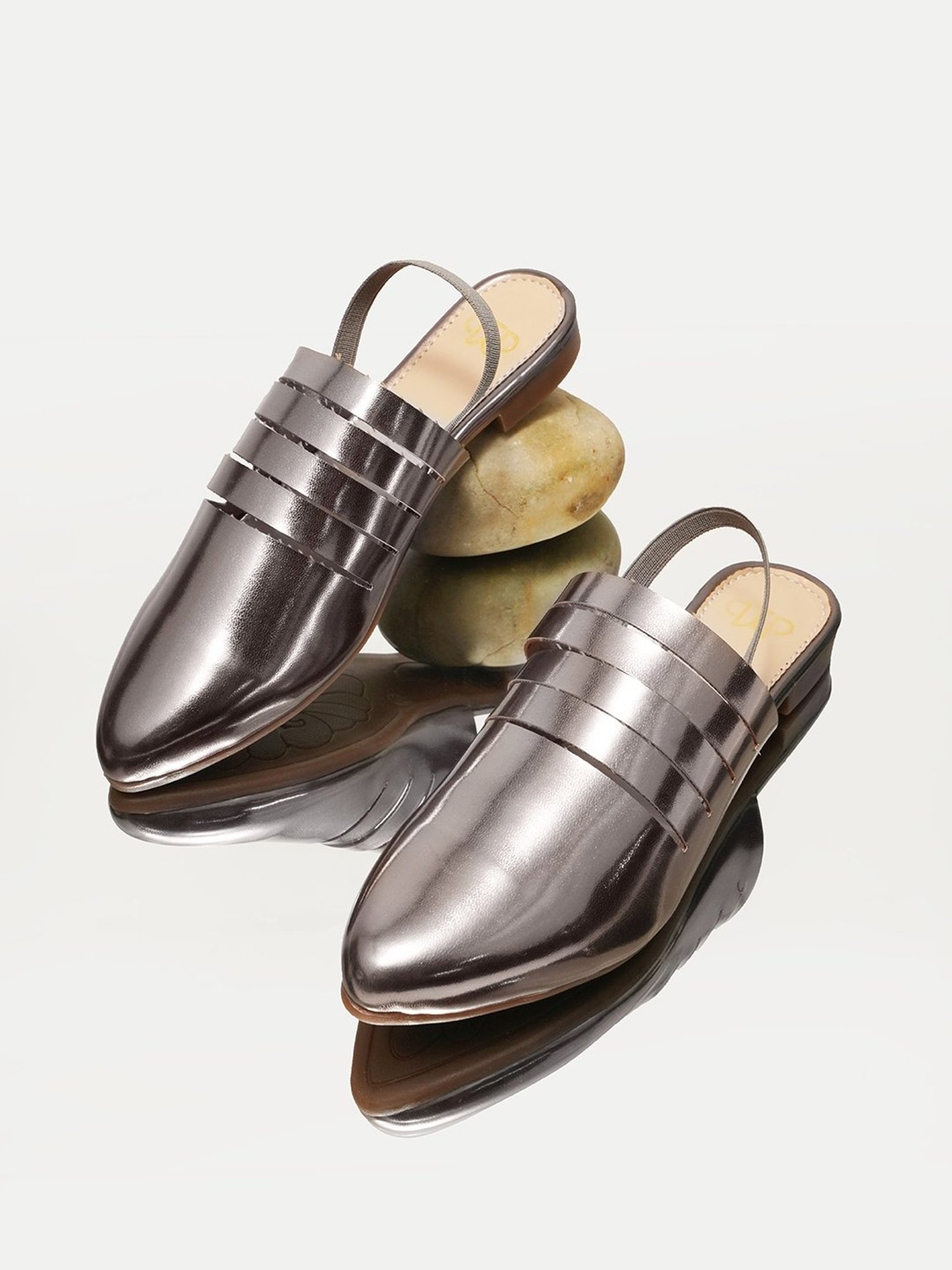 The White Pole Women's Silver Sling Back Sandals