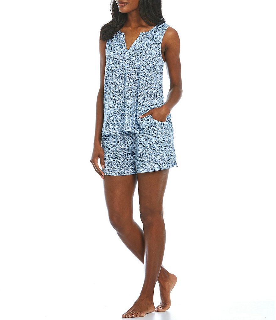 Nottibianche Mosaic Medallion Print Jersey Knit Coordinating Sleep Shorts