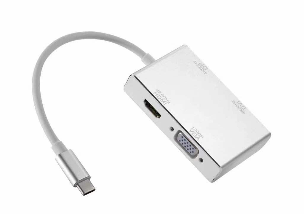 4-in-1 USB C HUB, 4in1 Type-C to DP HDMI VGA DVI Adapter for MacBook Chromebook and Other USB-C Laptops with DP Alt Mode, HDMI 4K/30Hz,DisplayPort 4K/60Hz,DVI 4K/60Hz,VGA 1080p/60Hz.