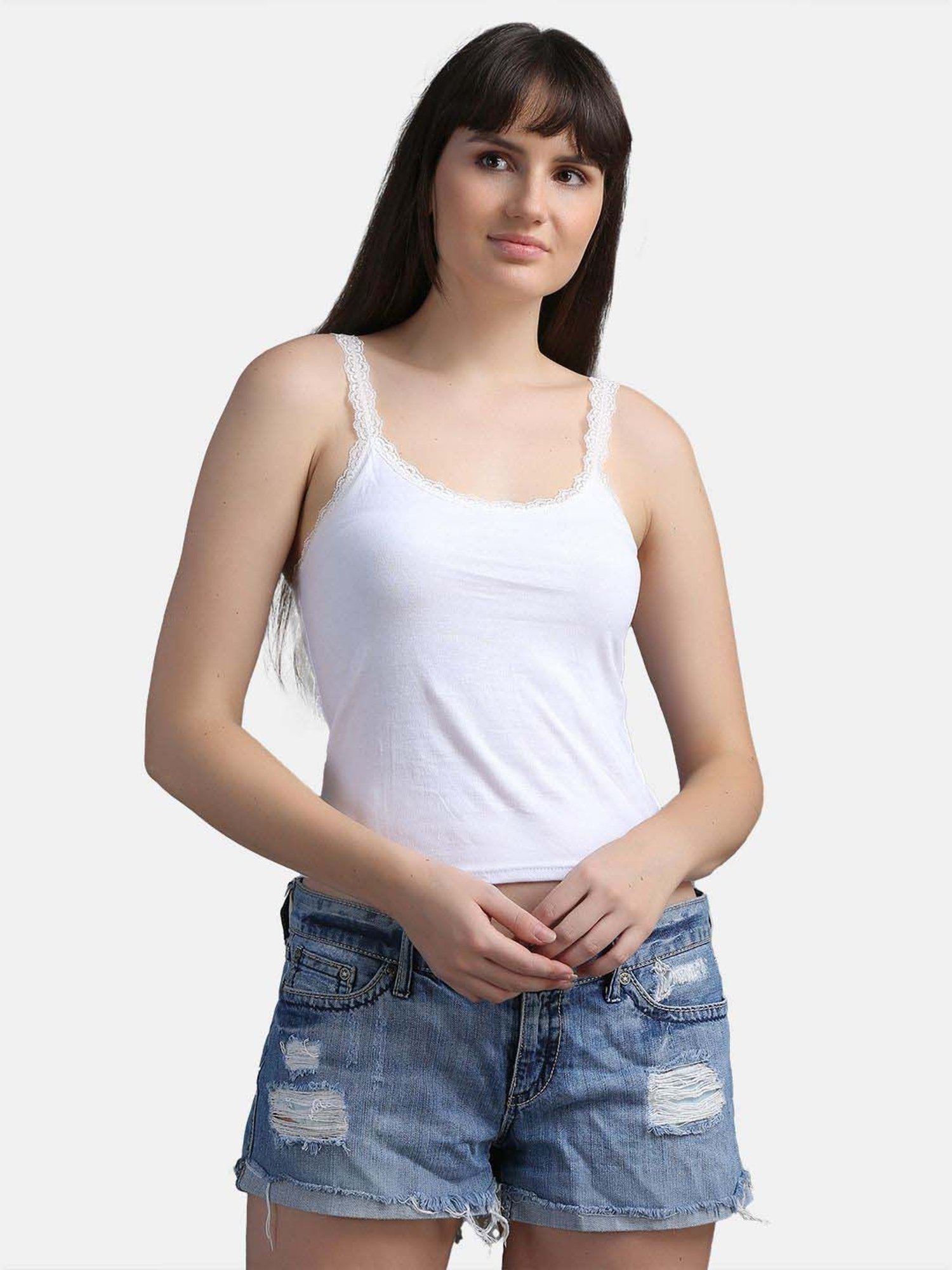 N-Gal White & Black Full Coverage Camisoles - Pack Of 2