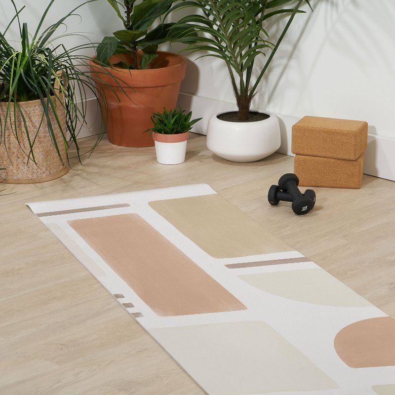 Bohomadic.Studio Geometric Shapes in Creme and Soft Pink (6mm) 24" x 70" Yoga Mat - Society6
