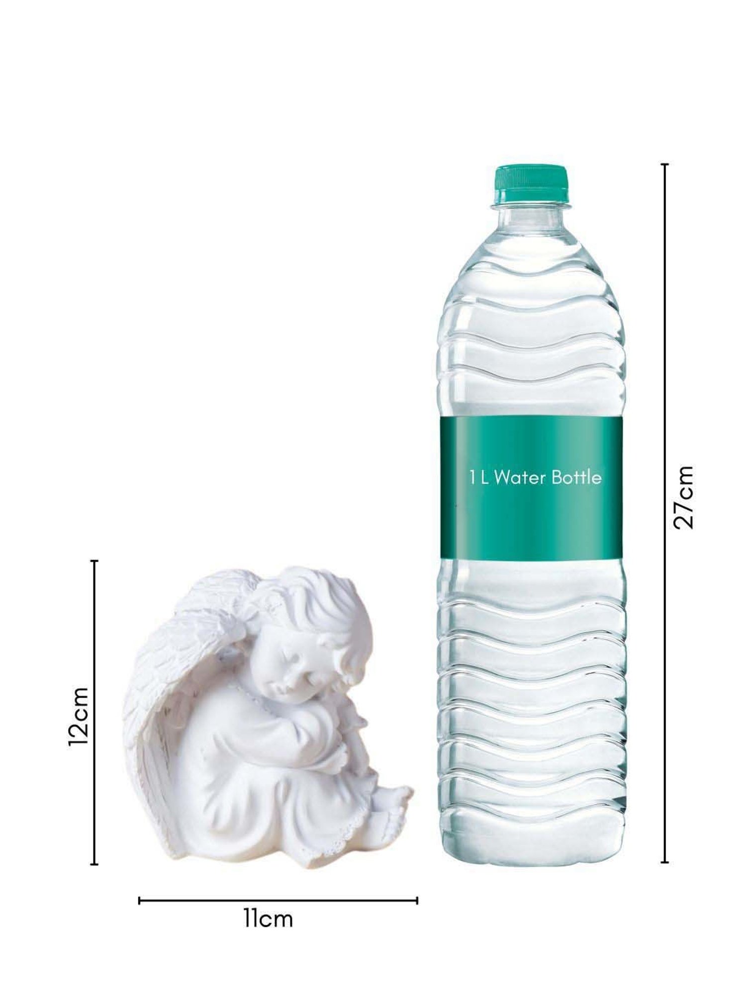 Nestasia Artisanal Small White Sitting Angel Statue with Wings for Living Room Decoration (4.7 Inch)