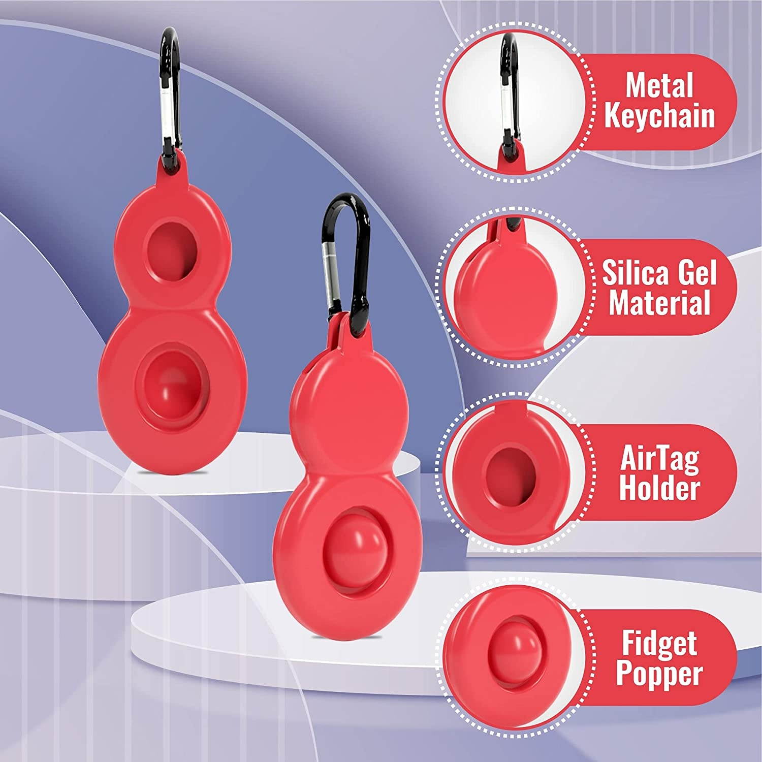 UNIV AirTag Case Keychain Fidget Popper, Silicone Protective Cover for Apple Air Tag Key Finder Tracker Holder, Keyring for Apple Air Tag - Secure - Key Ring Airtag Accessories