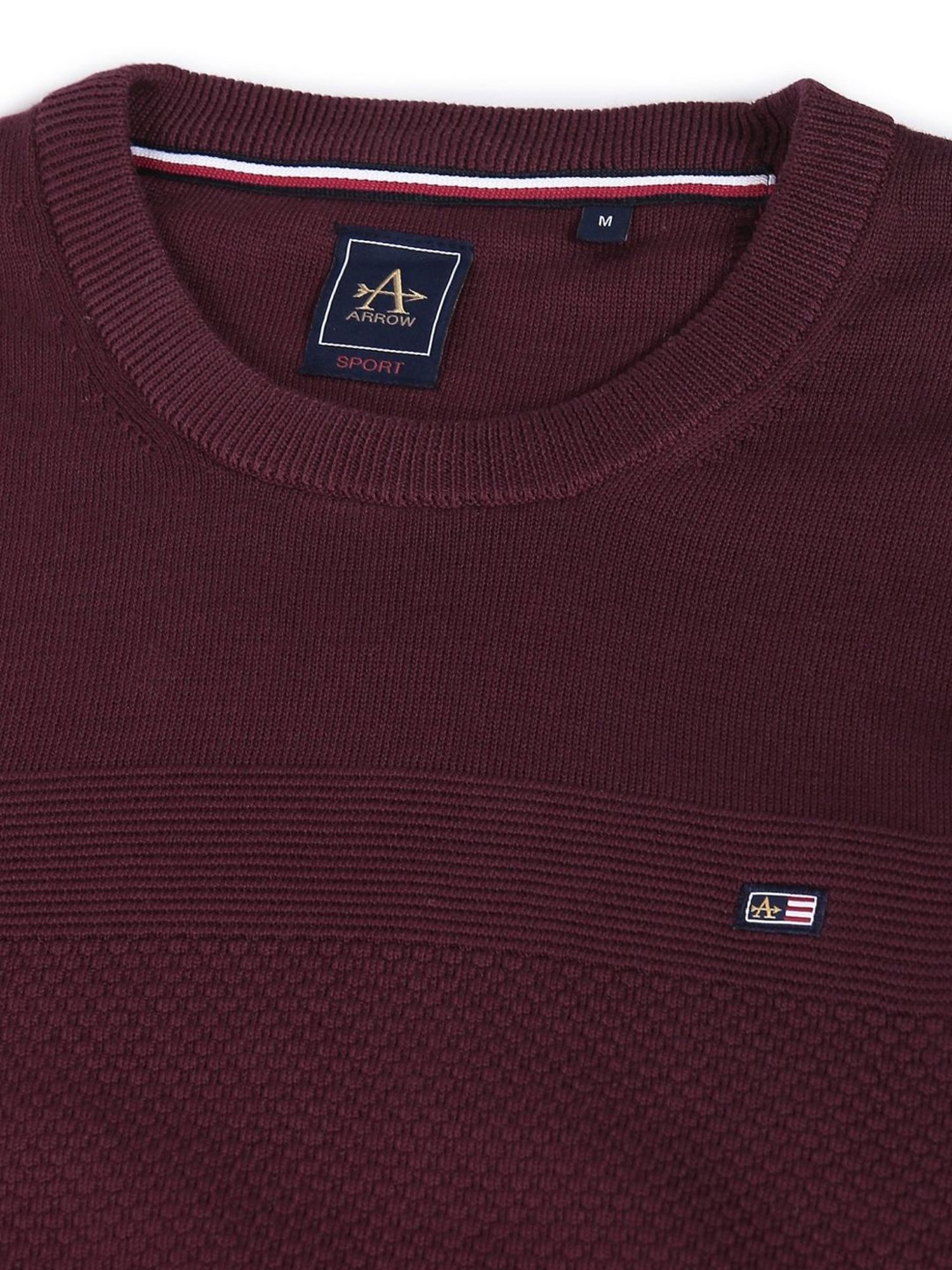 Arrow Sport Burgundy Cotton Regular Fit Sweater