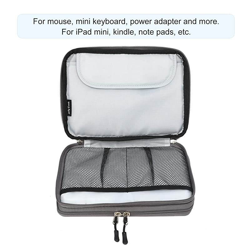 Electronics Organizer,  Electronic Accessories Cable Organizer Bag Waterproof Travel Cable Storage Bag for Charging Cable, Cellphone, Mini Tablet (Up to 7.9'') and More (Grey)