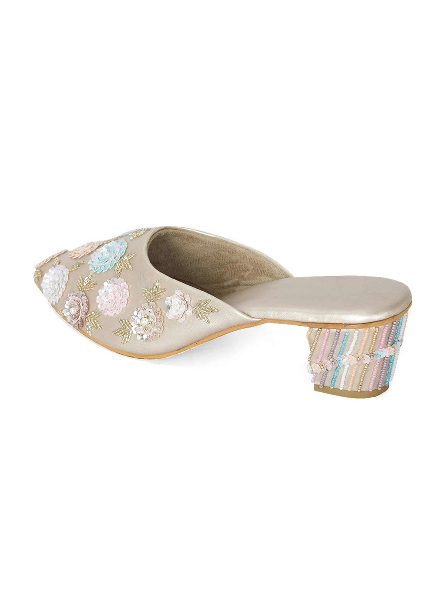 NR by Nidhi Rathi Women's Golden Mule Shoes