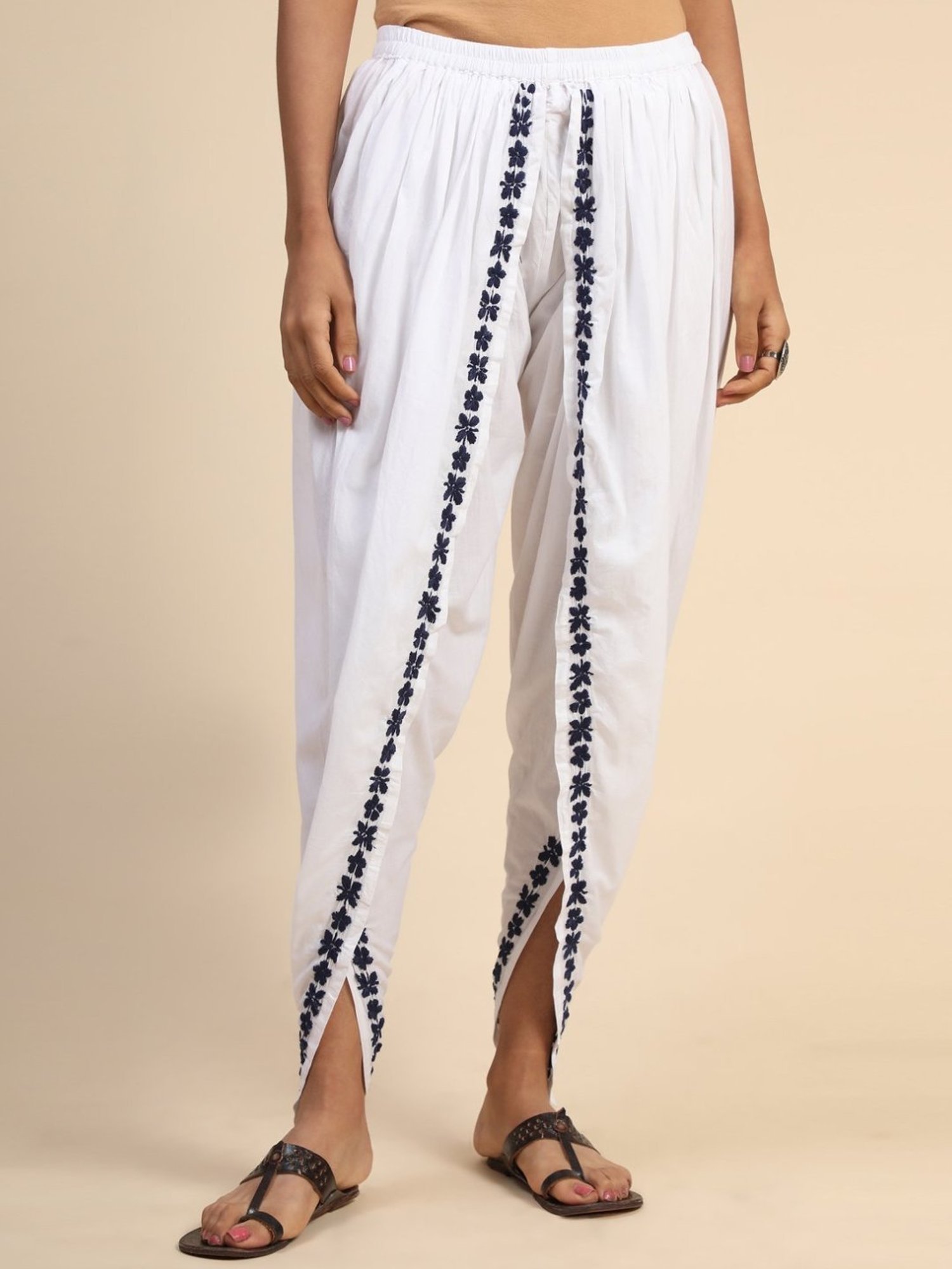 House of Kari White Fizaa Chikankari Hand Embroidery Dhooti