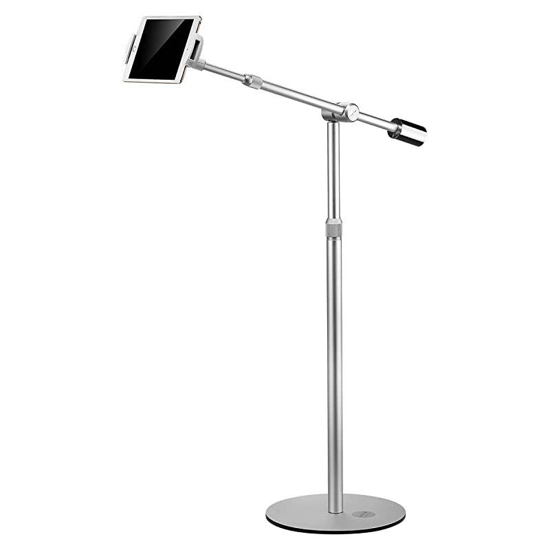 Aluminum Tablet Floor Stand 360&deg; Flexible Height Adjustable Cell Phone Holder Mount for iPad iPhone Samsung Asus and More 4711 inch Devices Good for Bed Kitchen Office