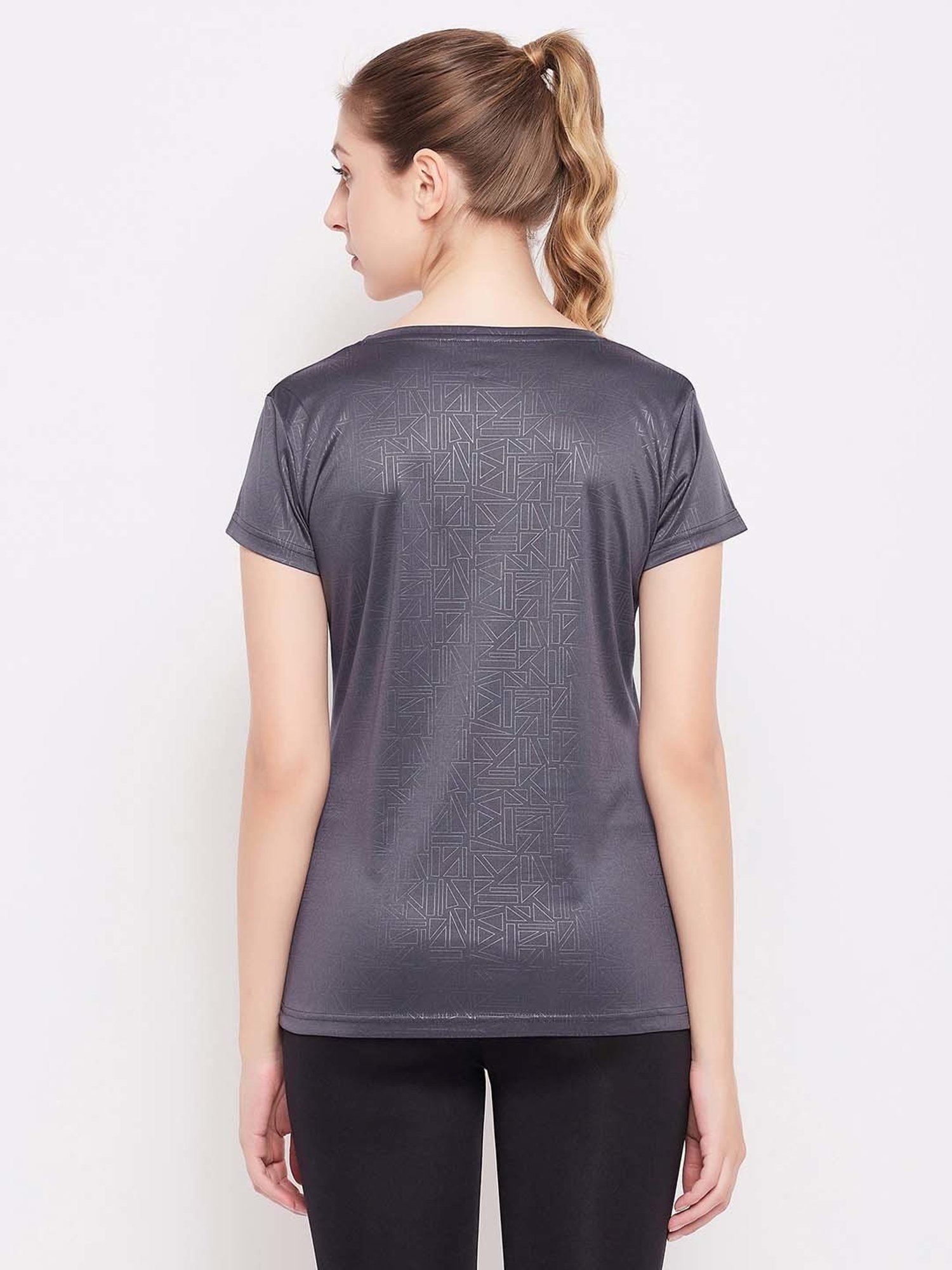 Clovia Dark Grey Active T-Shirt