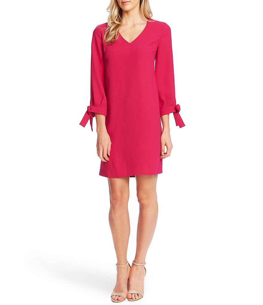 CeCe 3/4 Sleeve Knot Detail Shift Dress